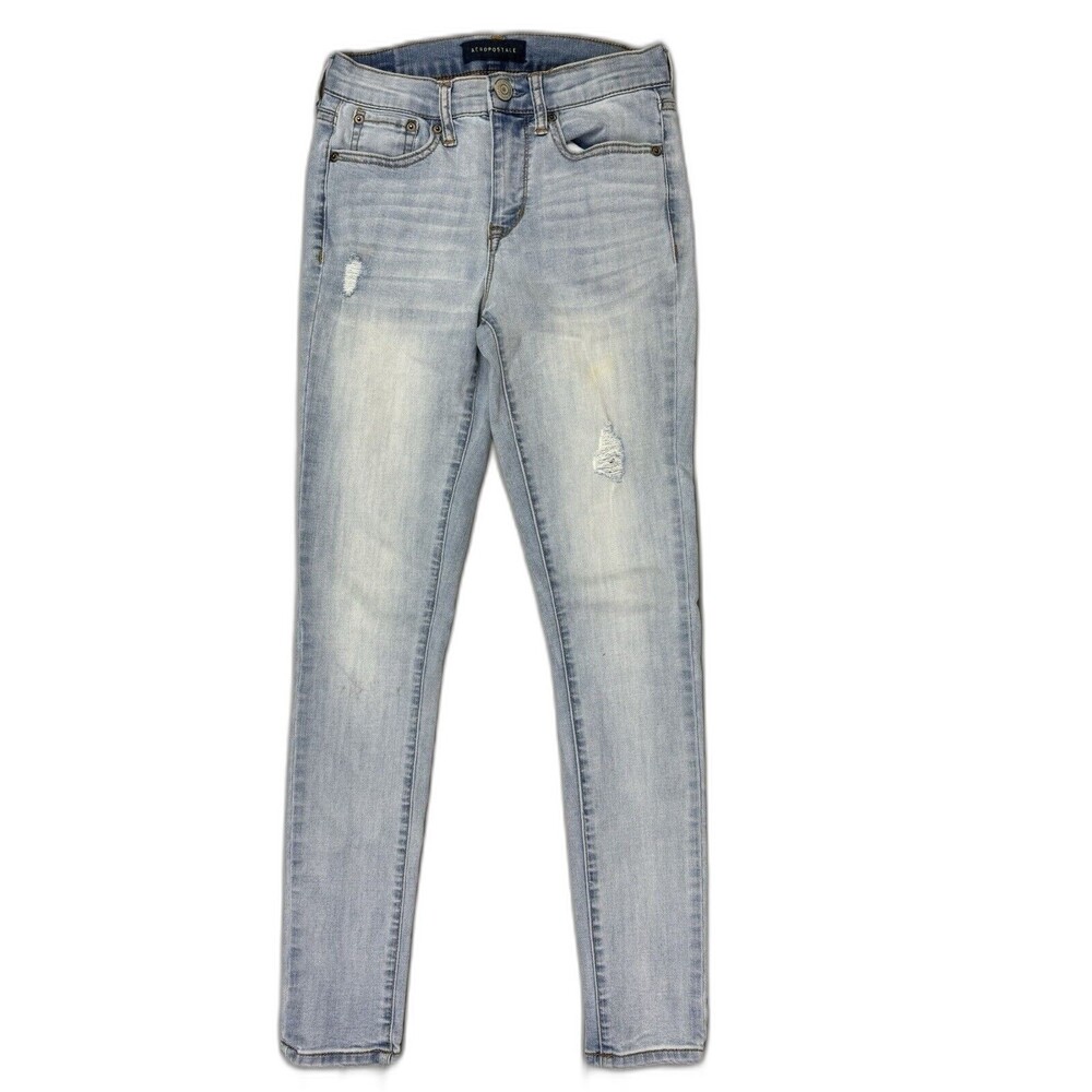 Aeropostale Size 0 Womens Jeans Hi Waisted Skinny Light Wash Stretch